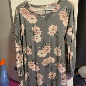 Gray Floral Dress